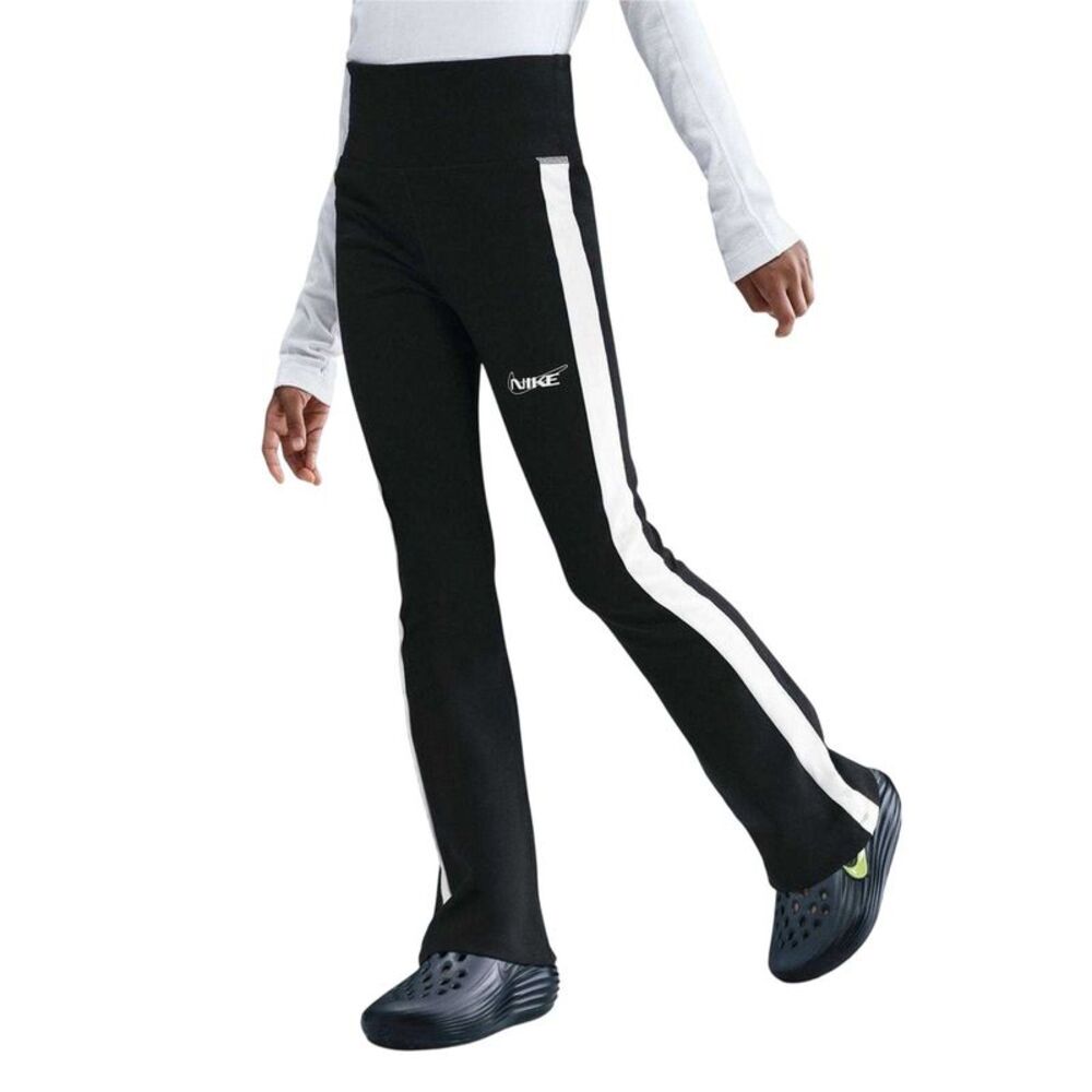 Nike Girls Classic Logo Flared Leggings / Black/White